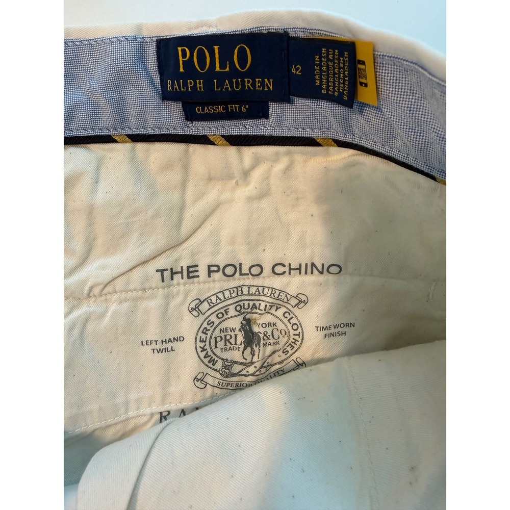 Polo Ralph Lauren Classic Fit 6" Chino Shorts Birch Tan Size 42 Stretch - Picture 2 of 9